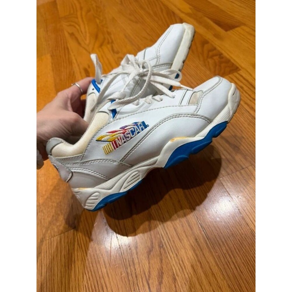 Vintage Nascar Fastlane 90s Chunky Athletic Shoes White/Blue